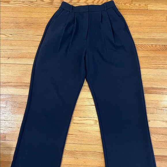 Abercrombie & Fitch Curve Love Sloane Tailored Wide Leg Pant (Size 10, Navy) - Picture 3 of 7